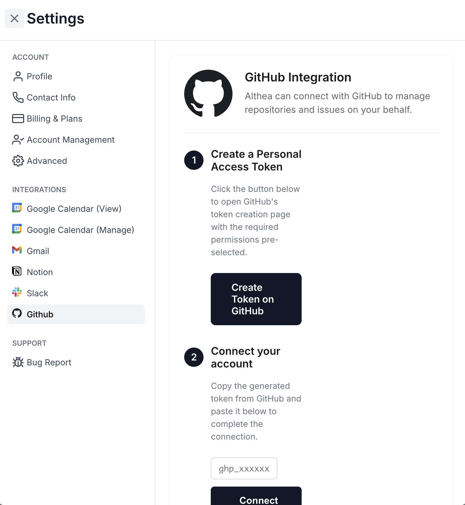 GitHub settings